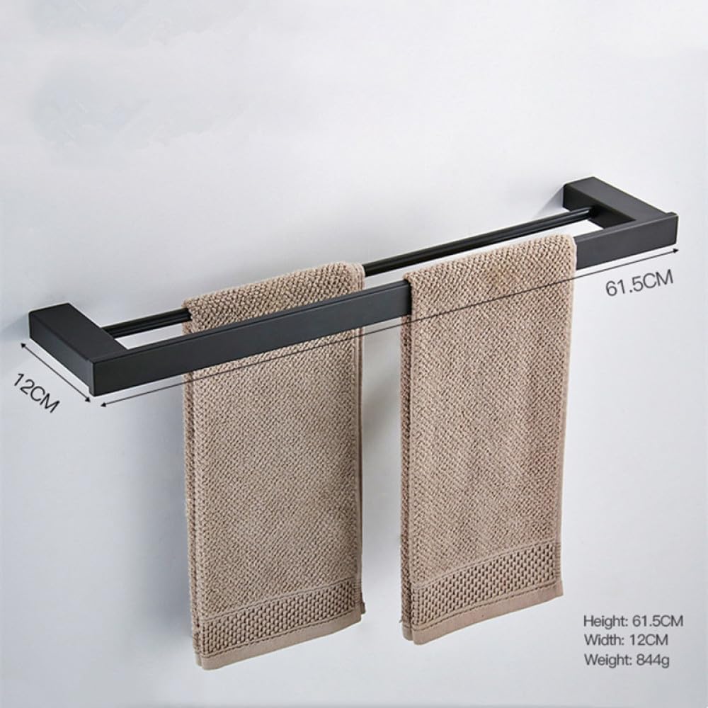 Bathroom Accessories Set Matt Black Finish Wall Toilet Paper Holder Towel Bar Shelf Brush Holders Bath Hardware Set 10 Choice,Double Towel Bar