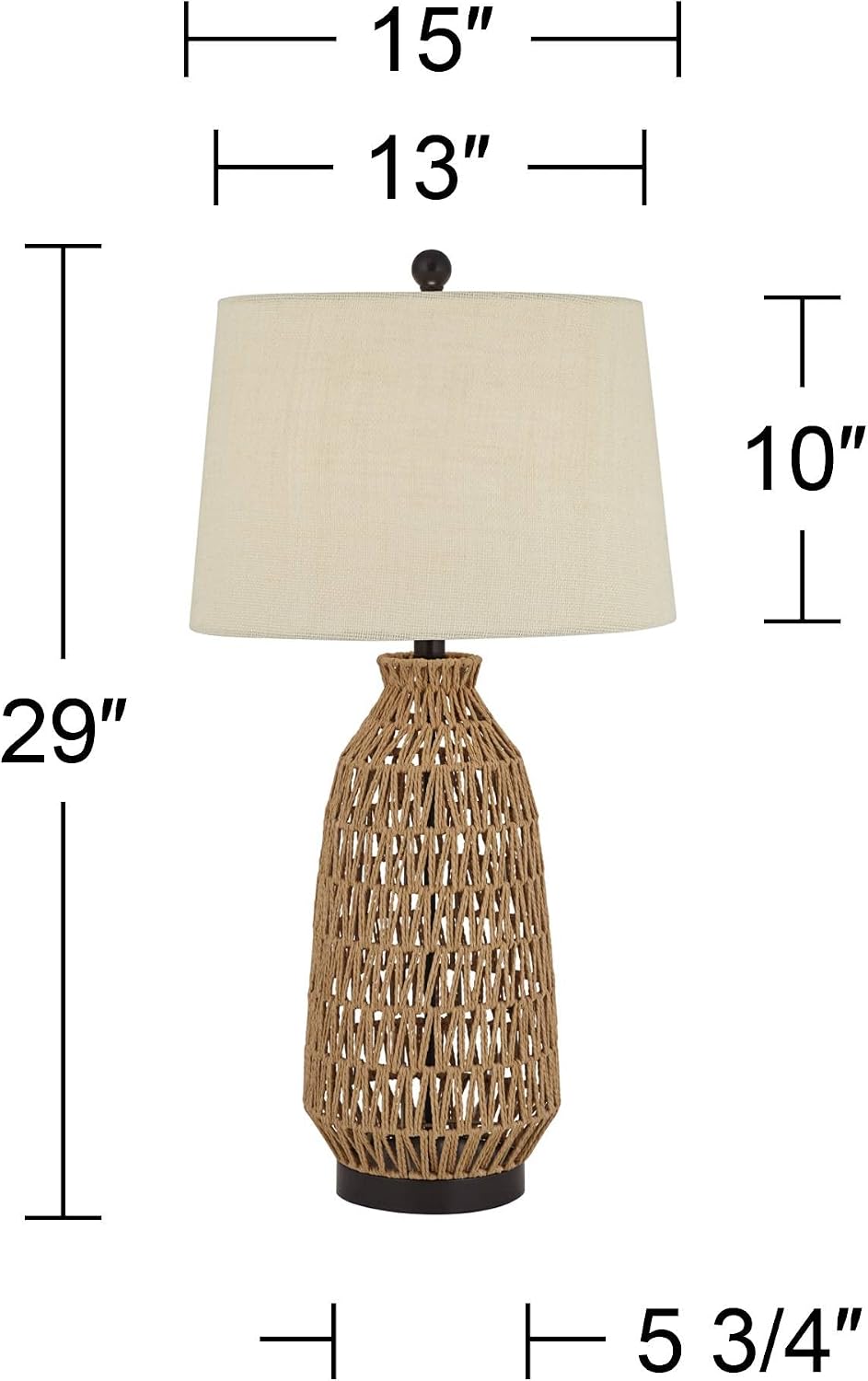 360 Lighting San Carlos Coastal Cottage Core Modern Table Lamp 29' Tall Natural Rattan Wicker Bronze Oatmeal Fabric Tapered Drum Shade for Bedroom Living Room House Home Bedside Nightstand Office