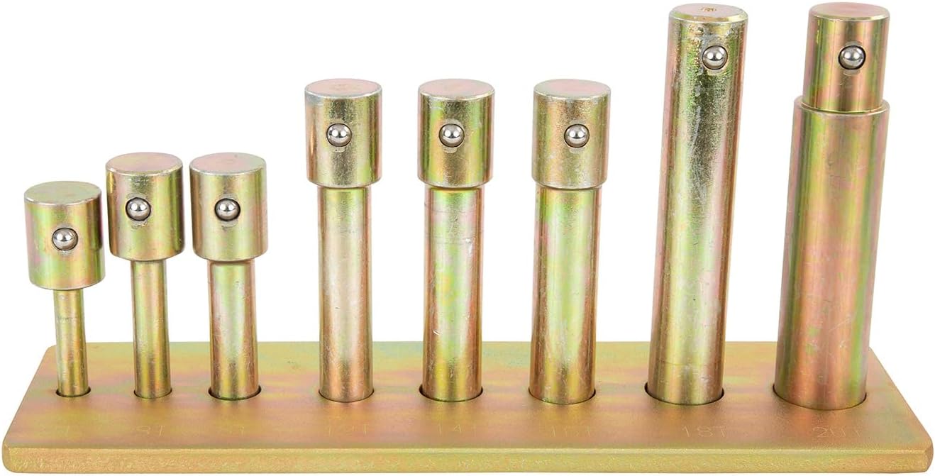OEMTOOLS 24813 Shop Press Pin Set, 2-20 Ton Capacity Hydraulic Automotive Press Accessories Include 8 Pins, Ram Adapter, And Mounting Bracket, Corrosion Resistant Finish