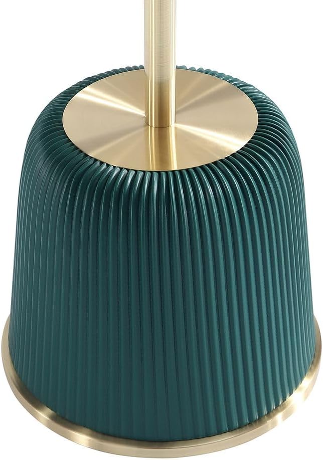 Manhattan Comfort Anderson Modern 15.75' Round End Tables 1.0 - Elegant Leatherette Upholstered Base with Pleated Design & Gold Steel Tabletop, Fully Assembled Accent Furniture, Set of 2, Green