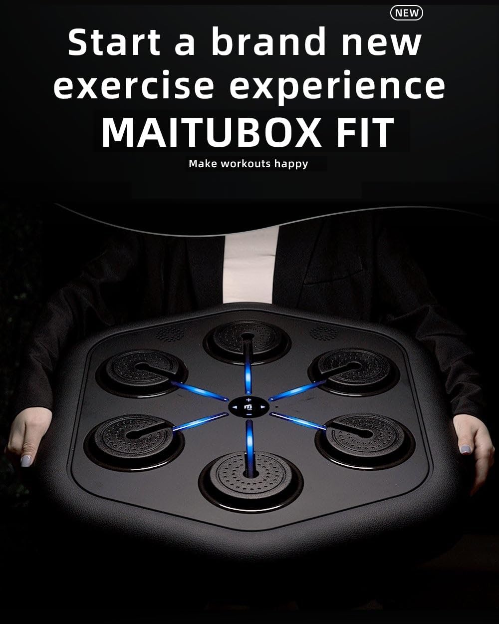 2026 Upgraded Music Boxing Machine M5, Smart Wall-Mount Punching Bag with 24H Standby, 4000+ Music, 160 Synced LED Lights, APP Control, Stereo Sound, Wall-Mount Punching Bag for Home Gym