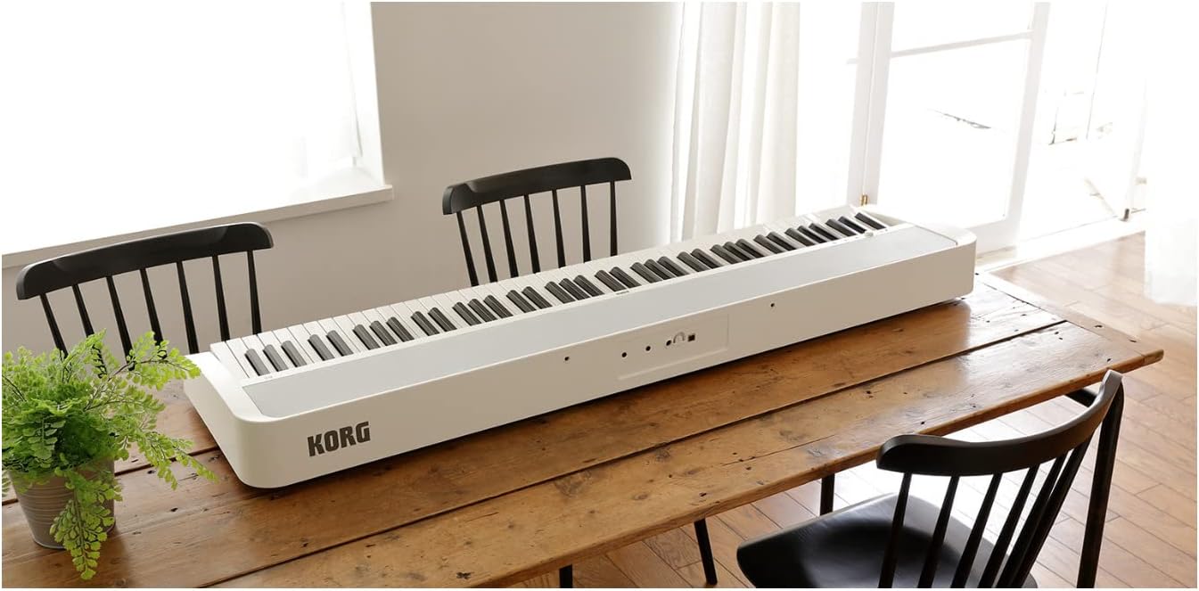 KORG B2 Portable Digital Piano with 88-Key Full Size Weighted Keyboard, Built-in Speakers, Music Stand, Sustain Pedal, and Power Supply (B2WH)