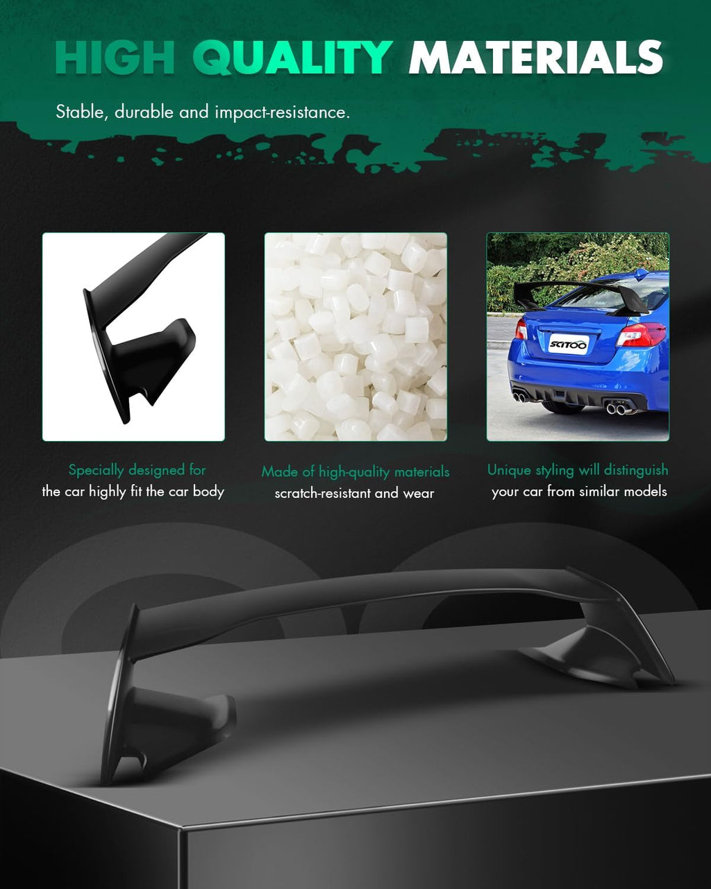 SCITOO ABS Black Rear Trunk Spoiler Wing Exterior Accessories Styling Kits Replacement for Subaru WRX STI 4-Door Sedan 2015 2016 2017 2018 Sport