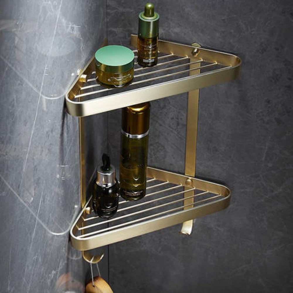OAKITA Bathroom Accessories Bathroom Shelf Towel Rack Paper Holder Toilet Brush Holder Towel Ranger Brushed Gold Brass Bath Hardware,Bathroom Shelf B