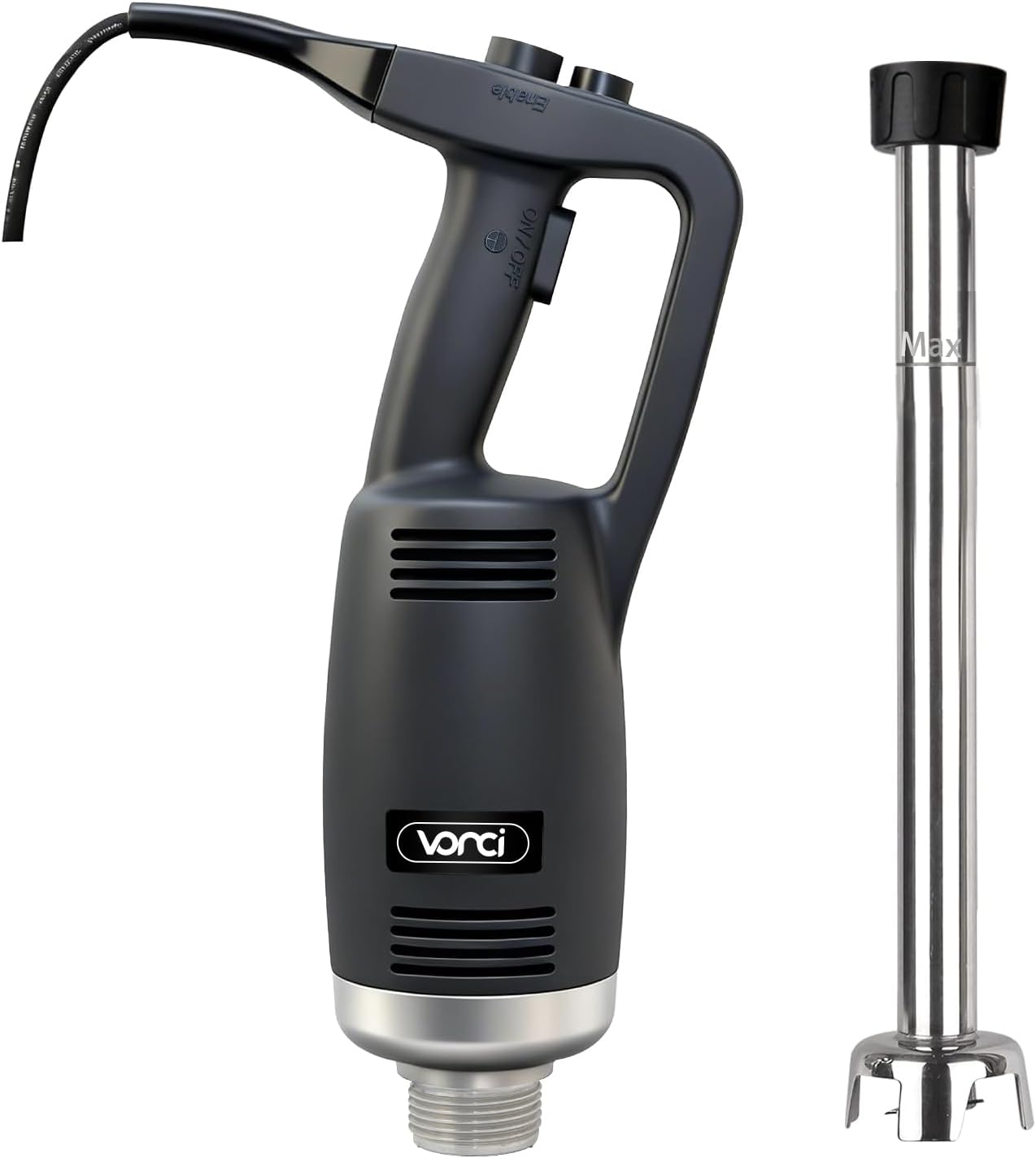 VONCI 750W Commercial Immersion Blender, Handheld Stick Mixer with 18' Detachable Shaft, Variable Speed 8000-19000RPM, Sharp SUS Blade, Extra Heavy Duty Hand Mixer for Restaurant Kitchen.