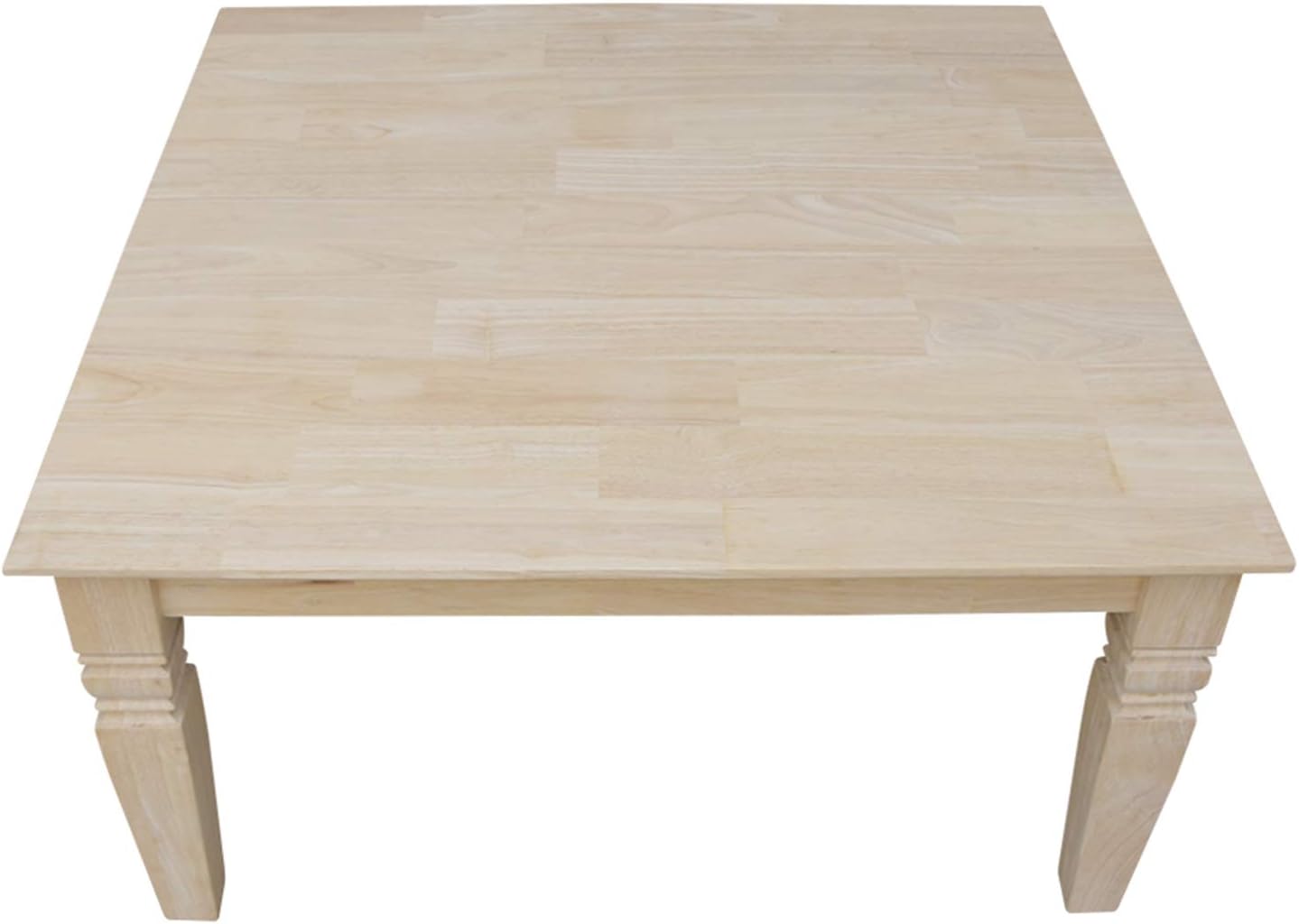 International Concepts, 18'H Java Square Coffee Table, Farmhouse, Living Room Furniture, Sturdy Solid Parawood, Paint or Stain in Any Color, Easy Assembly, Unfinished