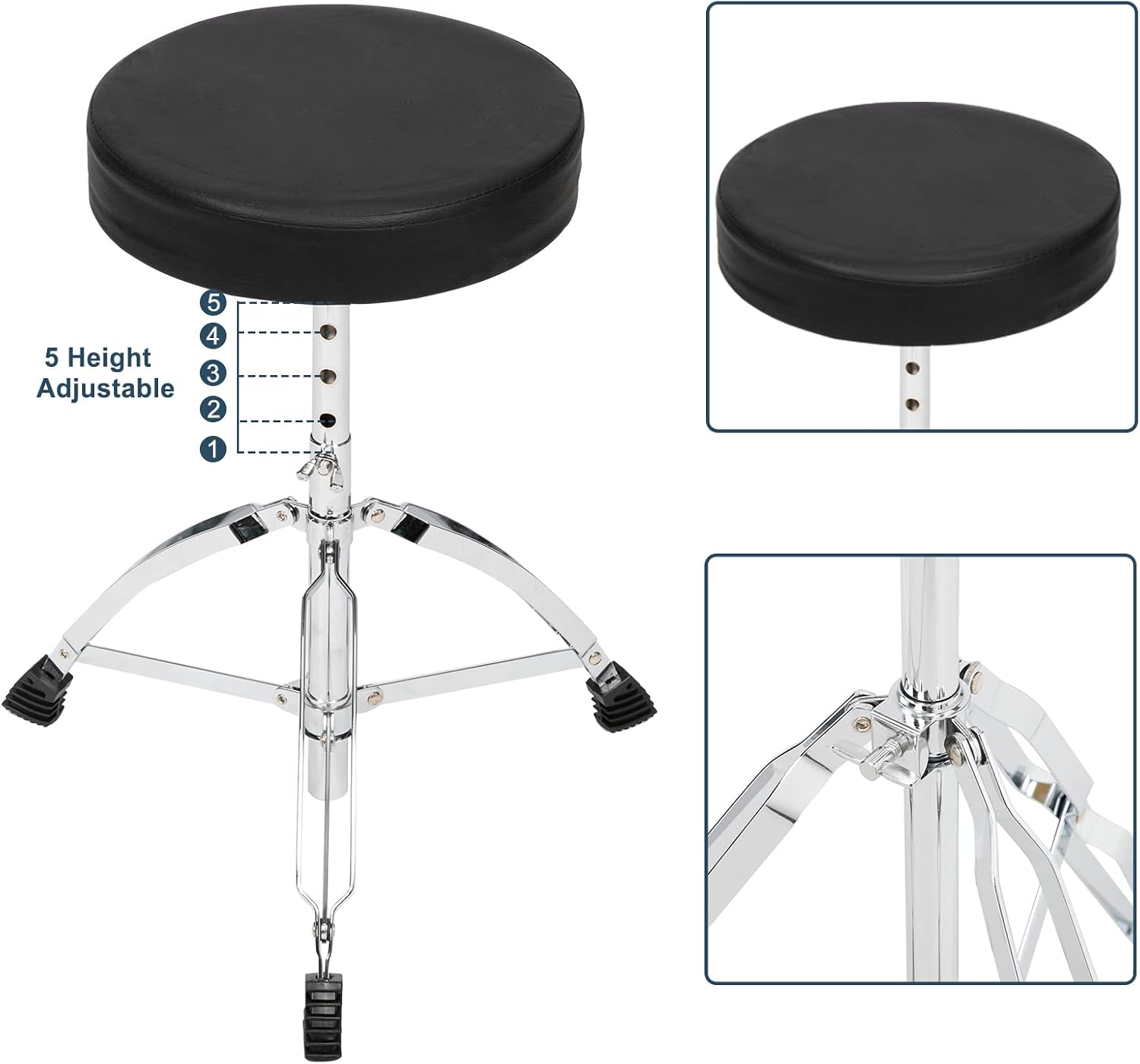5-Piece Full Size Complete Adult Drum Set,22 Inch Drum Set,with Cymbal Stands, Hi-hat Stand, Sticks, Drum Pedal, Stool & Floor Tom for Beginner Teens Student