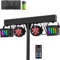 Telbum Rechargeable DJ Lights with Stand Wireless DJ Gig Bar Light Package Battery Powered Sound Activated LED Stage Lighting System with Bag DMX & Remote for Party Club Shows Booth Band Wedding