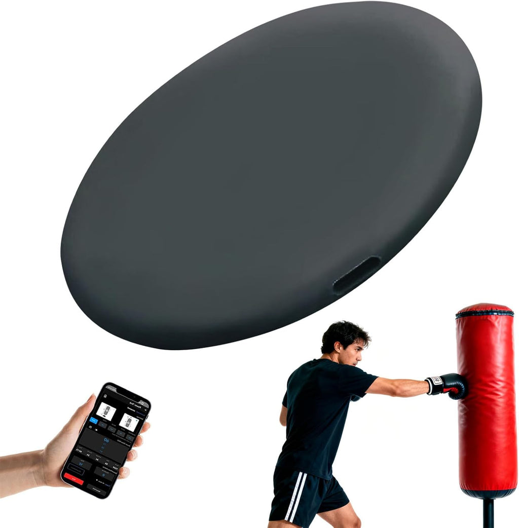 Real-Time Punch Power Tracker with 200H Runtime | Smart Boxing Sensor with App | Voice Feedback & Data Charts for Heavy Punching Bags, Boxing & Kickboxing Black