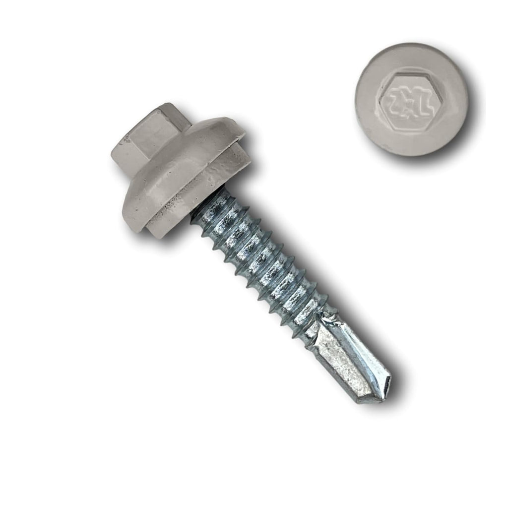 EAGLE 1 Long-Life Metal Roofing Screws: #14 x 1.25 Dome Cap Metal Building Screws (250-Count), Self-Drilling Tip, EPDM Washer, Multiple Colors/Includes 5/16' Magnetic Hex Bit Driver (Ash Gray, 250)