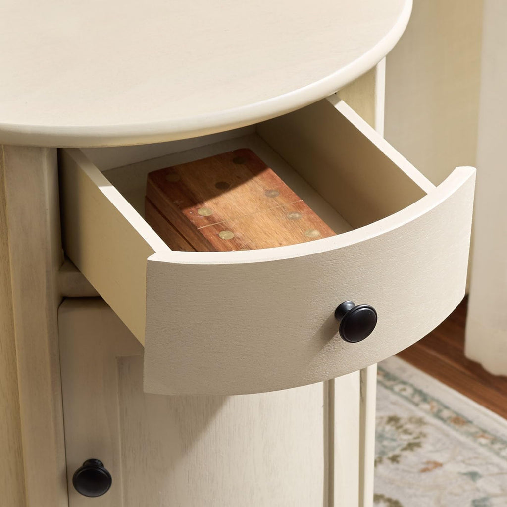 SAFAVIEH Furniture - Tabitha 1-Drawer Accent Table - Sand - Solid Wood - Farmhouse Storage Design - Ideal for Living Room, Entryway, Home Office, 17.7'W x 17.7'D x 26'H - Fully Assembled (AMH5712G)