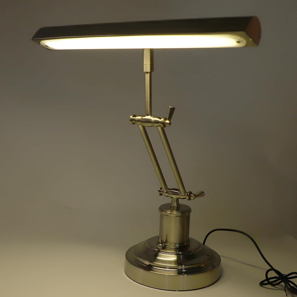PUSOKEI Piano Light, Retro Lamp Bankers Lamp, 2700K, Touch Dimmable Music Stand Light Retro Piano Lamp for Reading Piano Bedside, Eye Guard Double Lamp Arm Design (US Plug)