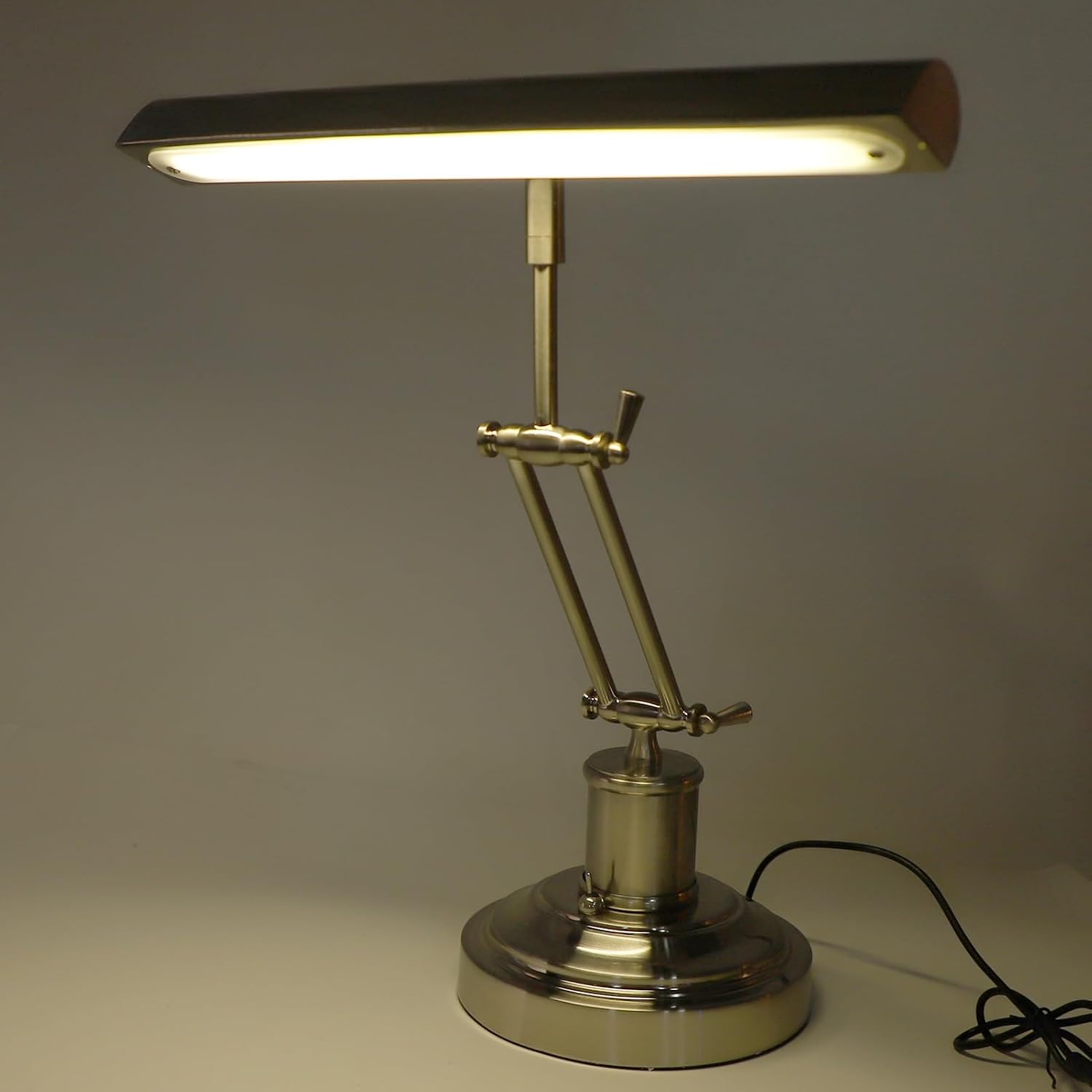 PUSOKEI Piano Light, Retro Lamp Bankers Lamp, 2700K, Touch Dimmable Music Stand Light Retro Piano Lamp for Reading Piano Bedside, Eye Guard Double Lamp Arm Design (US Plug)