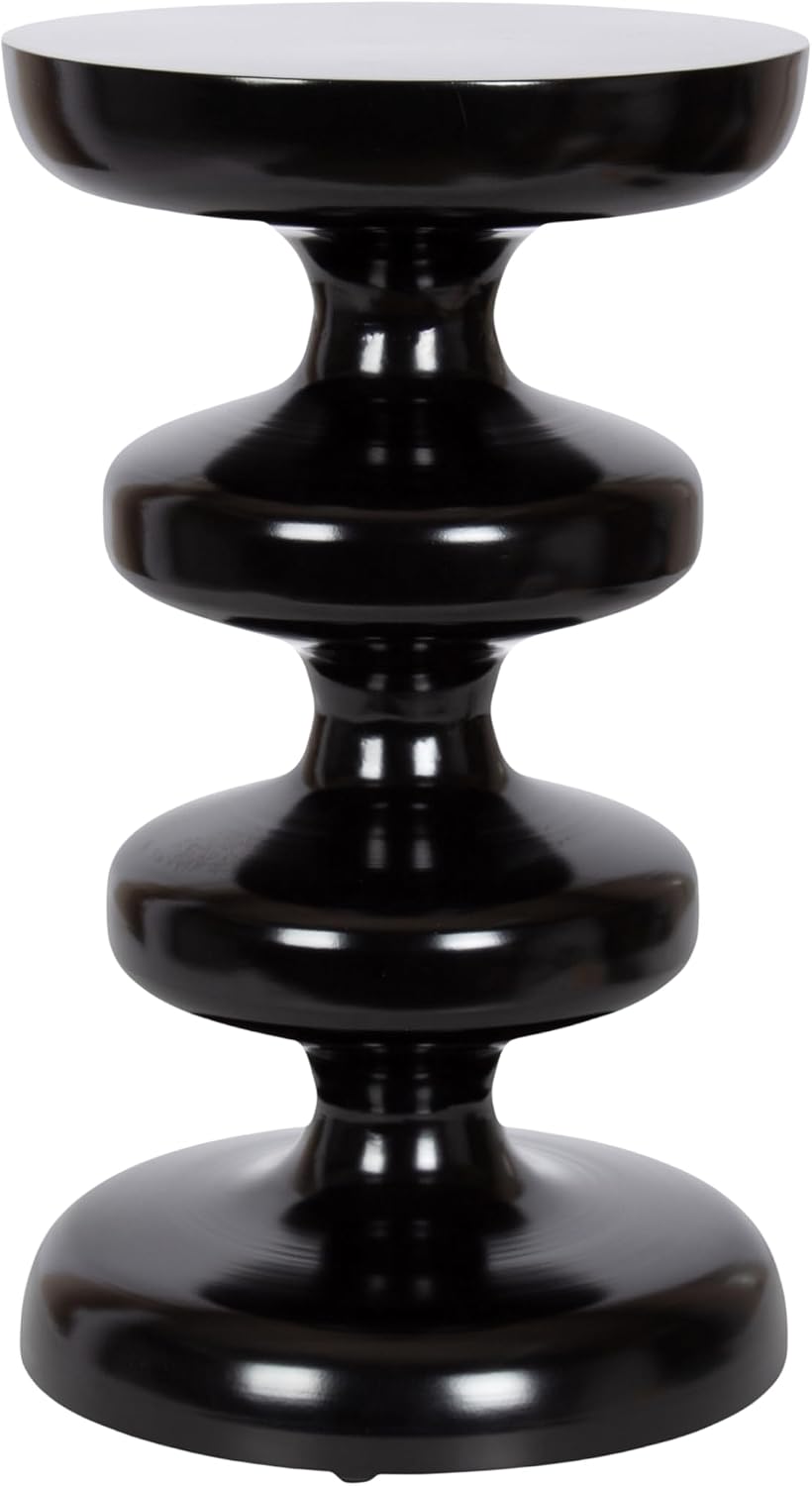 Kate and Laurel Fondi Modern Metal Round Side Table, 12 x 12 x 21, Black, Dorm Living Room Stacked Bubble End Table for Use as Bedroom Nightstand or Outdoor Patio Decor Option