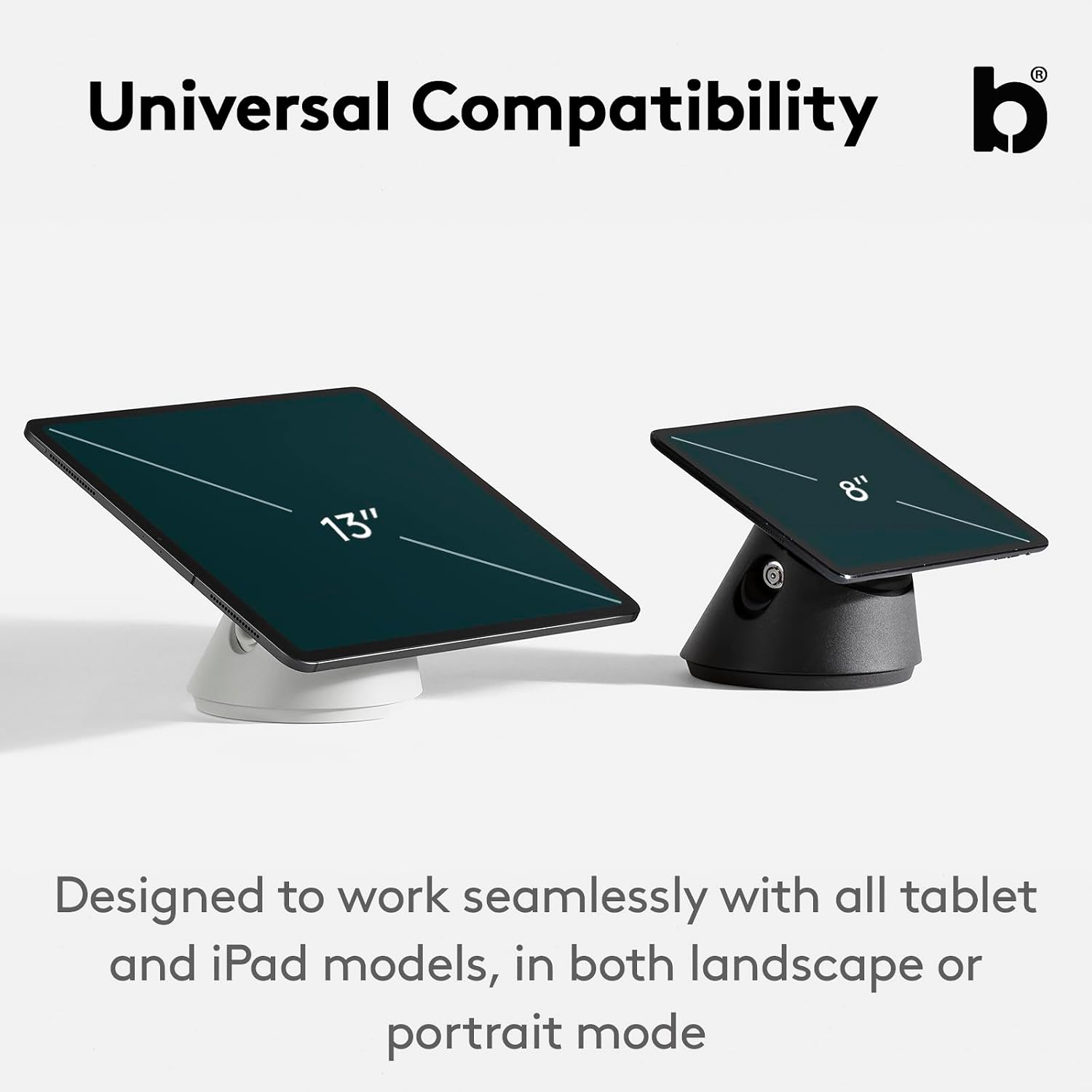 Bouncepad Click iPad POS Stand & Docking Station | iPad Stand for Business | Compatible with All Tablet Models | Table Mount Tablet Kiosk Register | White