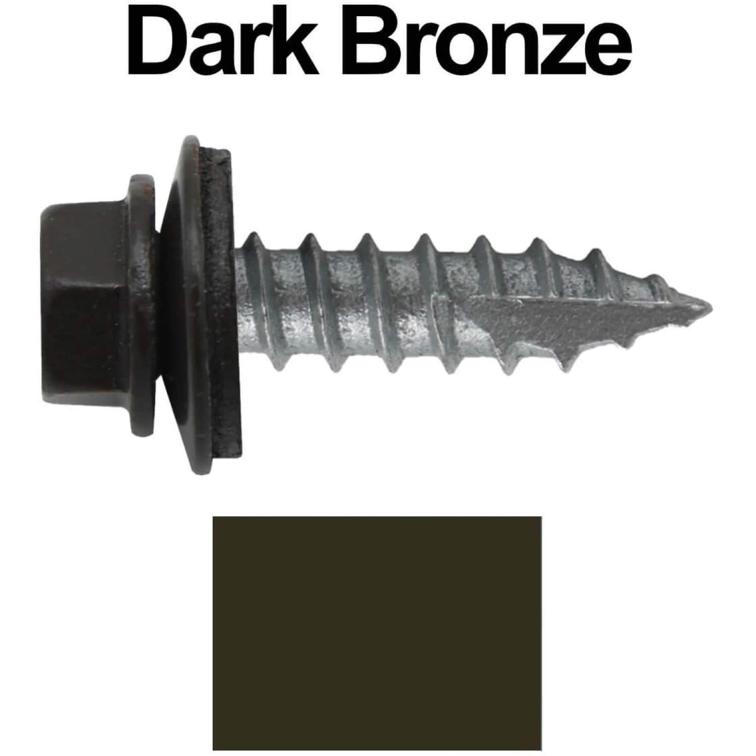 #14 Metal Roofing Screws: (1000) Screws x 1' Dark Bronze Hex Head Sheet Metal Roof Screw. Self Starting/Tapping Metal to woodsheet Metal Screws with EPDM Washer. for Corrugated Roofing