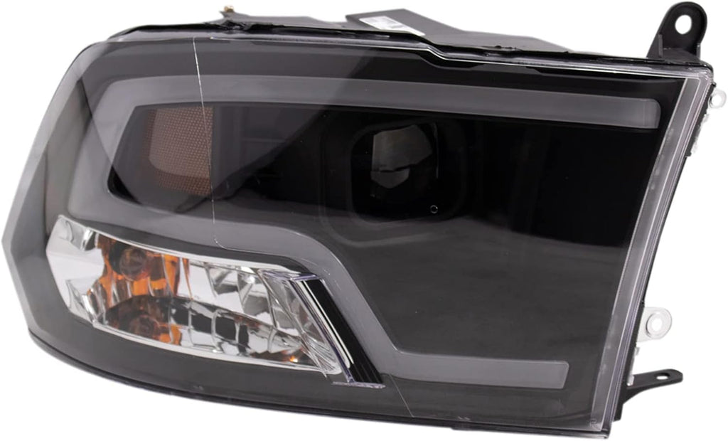 TRQ 2 Piece Headlight Assembly Set LED Tube Running Light Driver & Passenger Side Compatible with Dodge Ram 2010, Classic 2019-2022 Ram 1500 2011-2012 & 2015-2018 2500, 3500 2011-2018