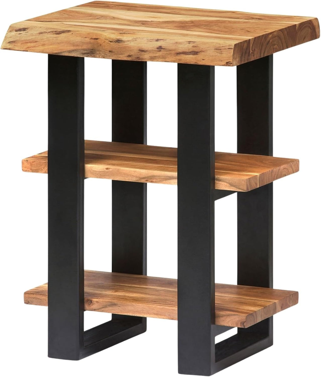Alaterre Alpine Live Edge Solid Wood 2-Shelf End Table, Natural (AWAA0220)