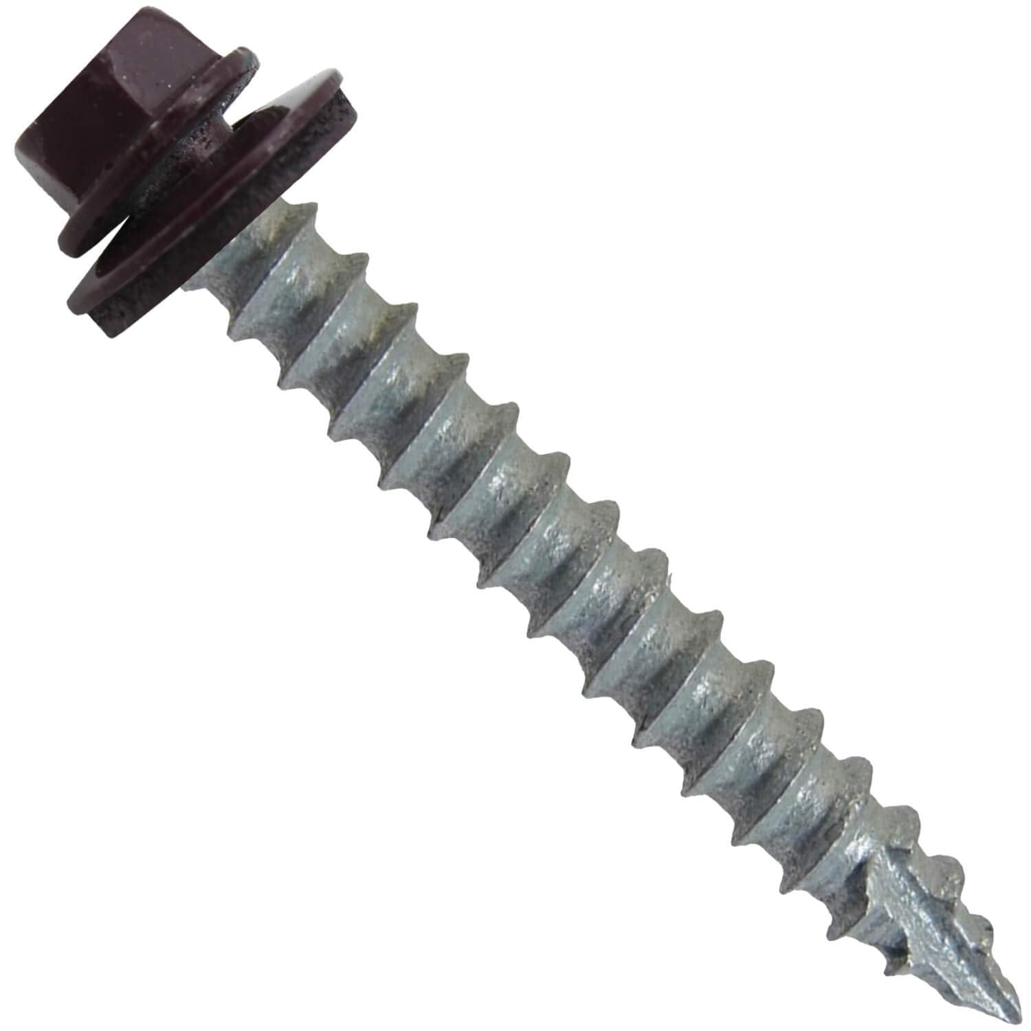 #14 Metal Roofing Screws: (500) Screws x 2' Burgundy Hex Head Sheet Metal Roof Screw. Self Starting/Tapping Metal to woodsheet Metal siding Screws with EPDM Washer. for Corrugated Roofing