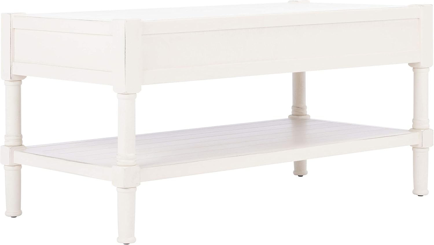 Safavieh Home Collection Filbert Distressed White 2-Drawer Bottom Shelf Coffee Table COF5703A