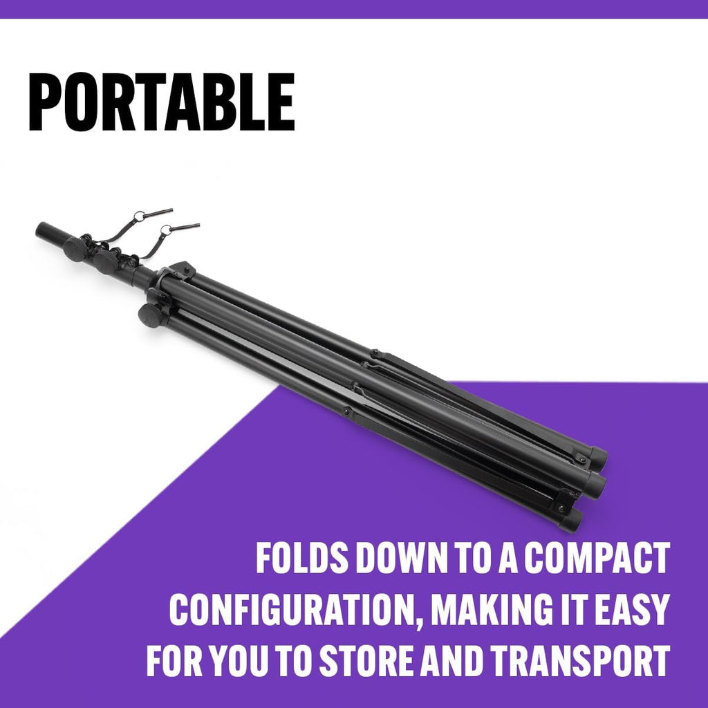 On-Stage Production-Grade LS-SS7770 10' Lighting/Speaker Stand (Folding,Portable Tripod PA Loudspeaker Pole, Adjustable Height, Overhead Tower,Nonslip Rubber Feet,Steel and Aluminum,Black)