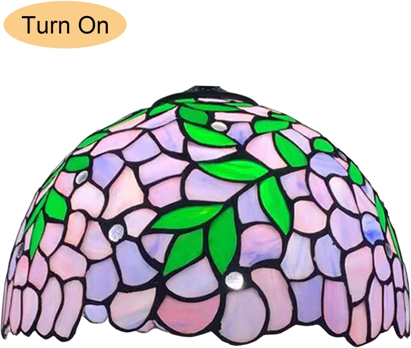 12-Inch Wisteria Lamp Shade Replacement, Tiffany Style Stained Glass Lampshades, Retro Blue Green Leaf Light Cover Accessories Only for Table lamp Pendant Lights Ceiling Light,Purple
