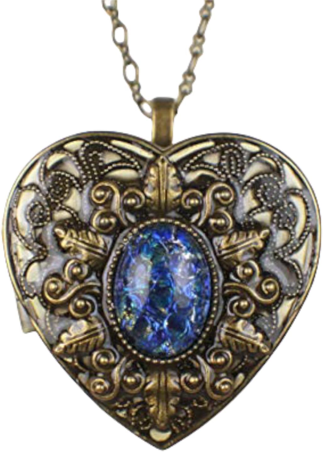 Sapphire Blue Opal Music Box Locket