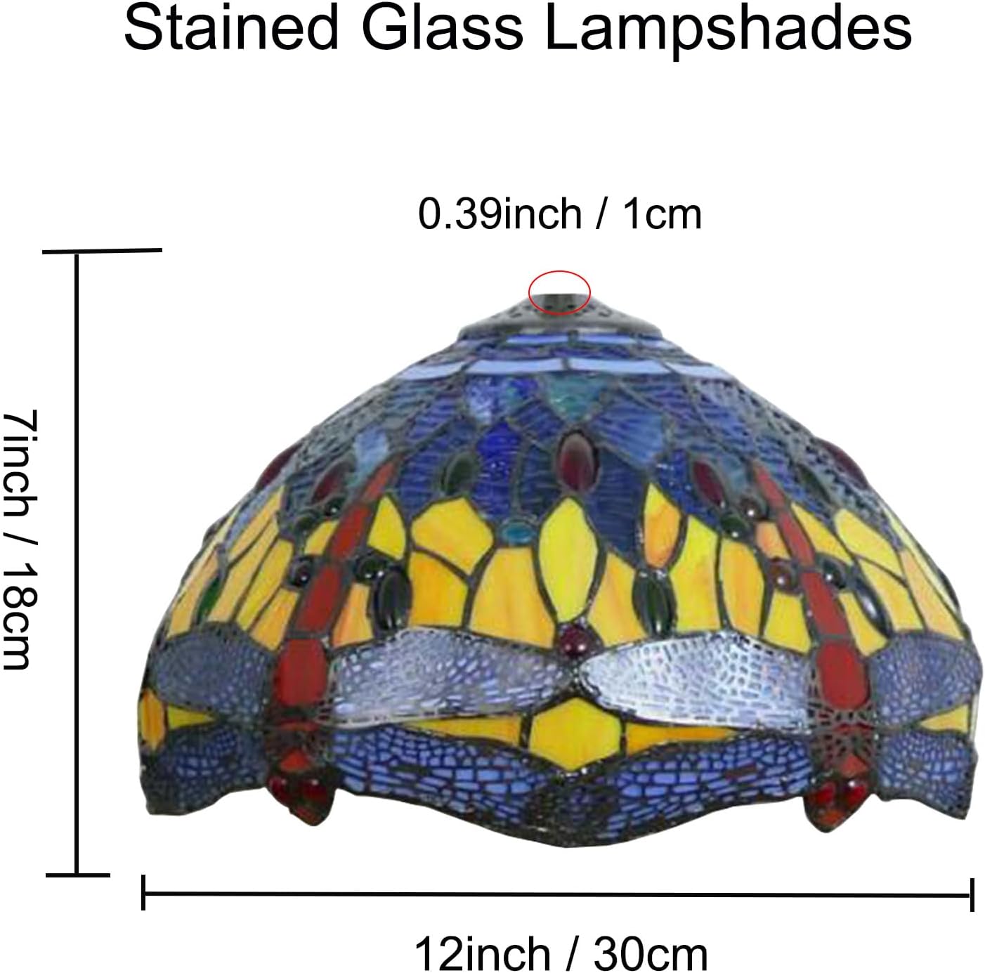 12 Inch Dragonfly Stained Glass Lamp Shade, Tiffany Style Lampshades Replacement, Handmade Vintage Lamp Cover Accessories Only for Table lamp Pendant Light Ceiling Fixture,Yellow