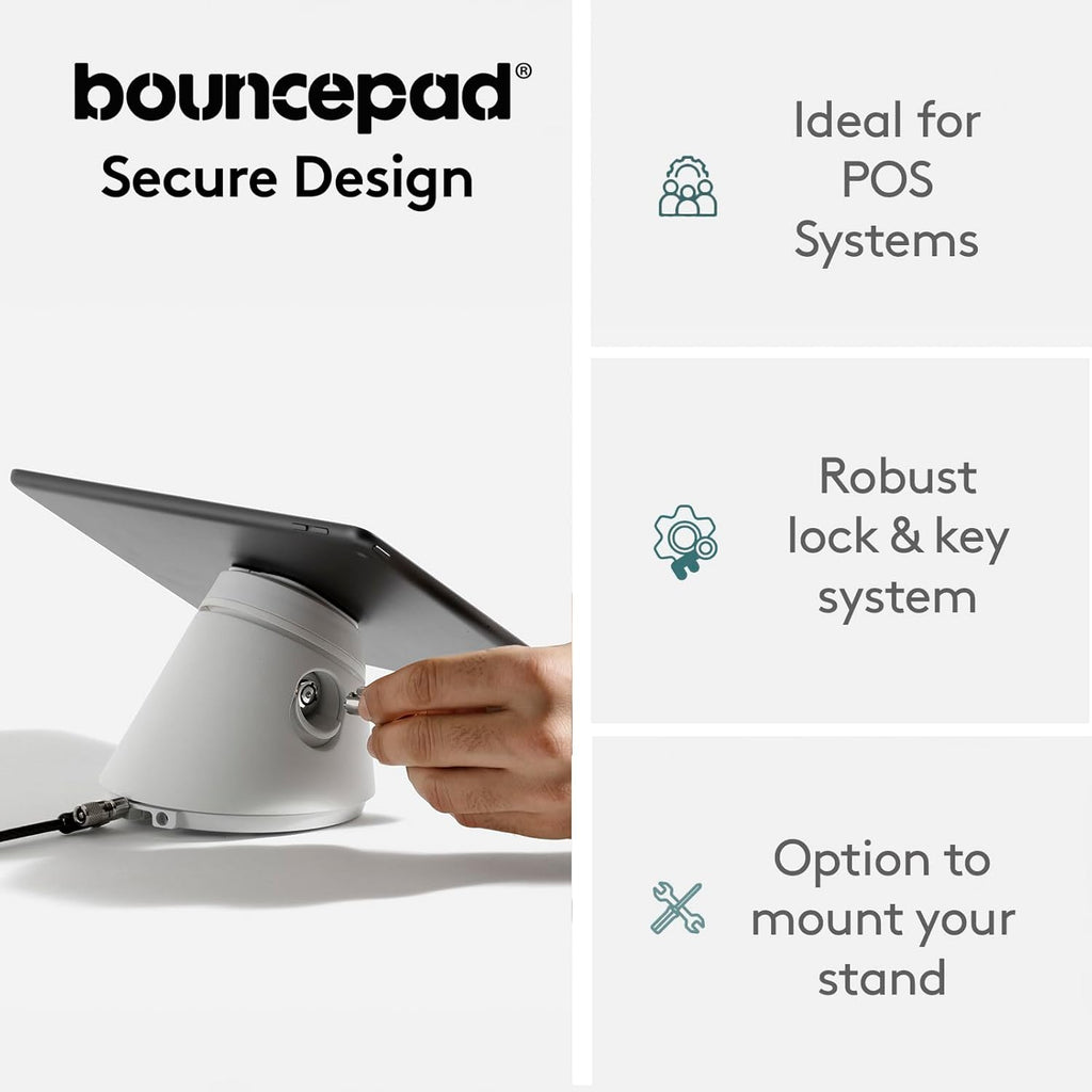Bouncepad Click iPad POS Stand & Docking Station | iPad Stand for Business | Compatible with All Tablet Models | Table Mount Tablet Kiosk Register | White