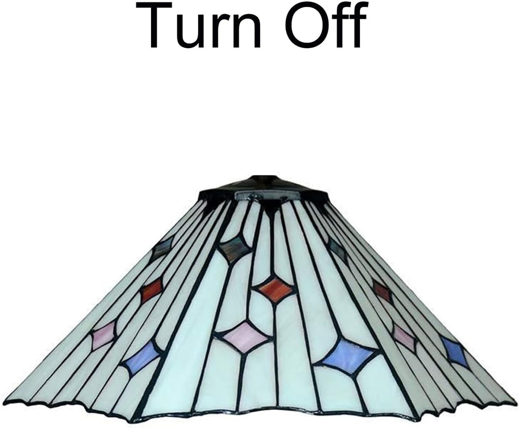 16 Inch White Mission Lamp Shade Replacement Only Tiffany Style Handmade Stained Glass Lampshades, Blue Red Pink Star Hexagon Light Cover Accessories for Table Lamp Pendant Light Floor Lamp