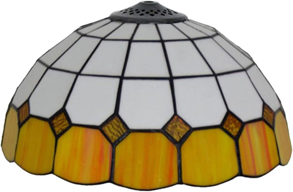 Tiffany Lamp Shade 12 Inch Wide Accessories Replacement Only Blue Green Yellow Stained Glass Lampshades Minimalistic Mediterranean Light Cover for Table Lamp Pendant Light Ceiling Fixture,Yellow