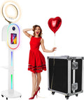 Photo Booth for iPad 10.2' 10.5' 10.9' 11' 12.9' 13' for Camera Dualuse Photobooth Machine Selfie Station Stand APP Control RGB Light Music Sync Light Box with Flight Case for Rental Wedding
