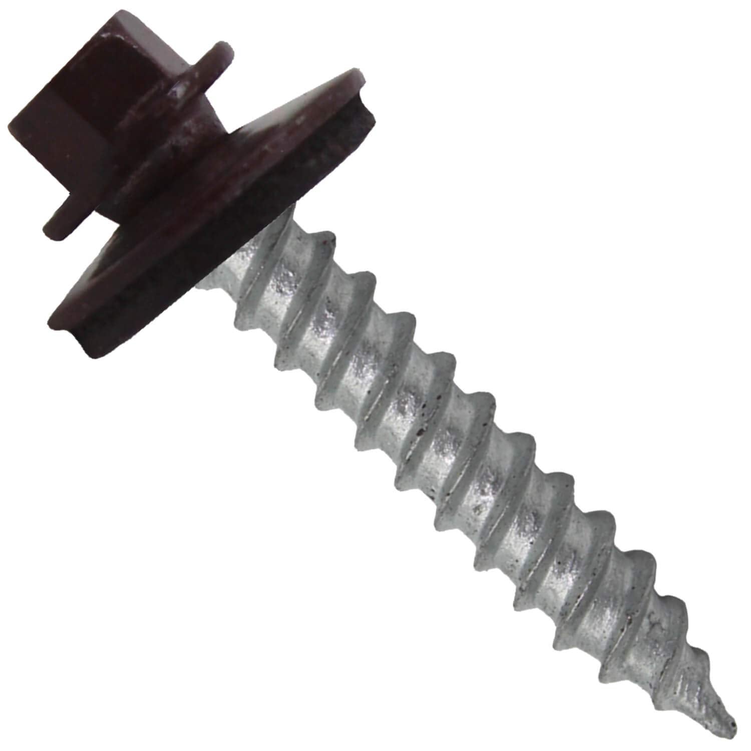 Metal Roofing Screw: (250) 12 x 1-1/2' Burgundy Hex Sheet Metal Roof Screw. Sharp Point Metal to Wood siding Screws. 5/8' EPDM Washer.