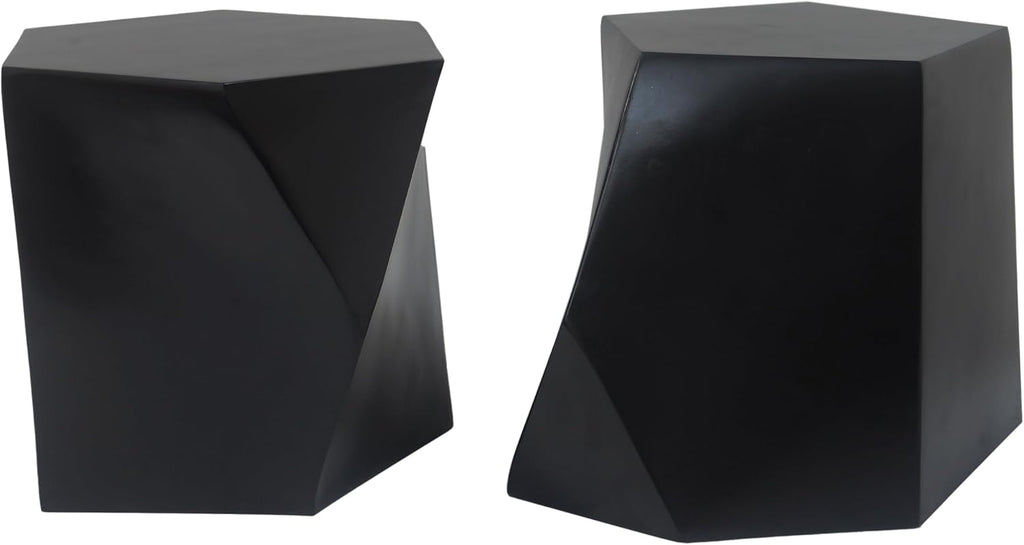 WILLIAMSPACE 30.25' Black Nesting Coffee Table Set of 2, Modern Irregular Center Tables for Living Room, Magnesium Oxide Accent Side Table for Indoor & Outdoor, No Need Assembly (Black)