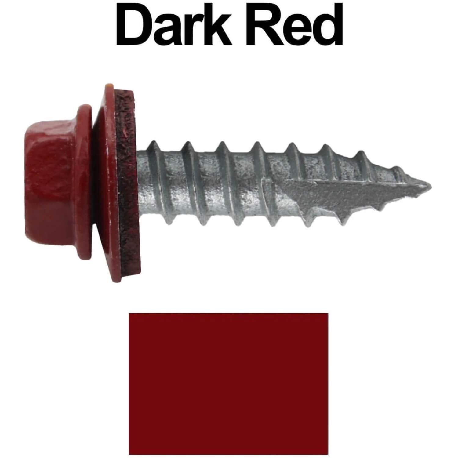 #14 Metal Roofing Screws: (1000) Screws x 1' Dark RED Hex Head Sheet Metal Roof Screw. Self Starting/Tapping Metal to woodsheet Metal Screws with EPDM Washer. for Corrugated Roofing