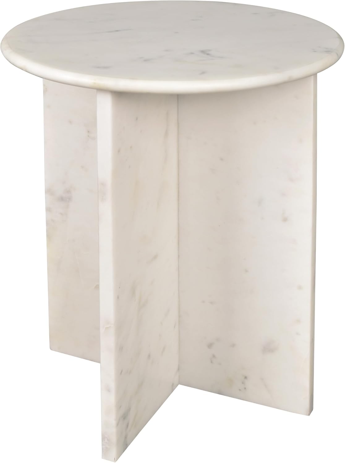 JONATHAN Y MTB1103A Javier 17.75' Contemporary Natural Marble Handmade X-Shaped End Table for Living Room, Bedroom, Bathroom, White