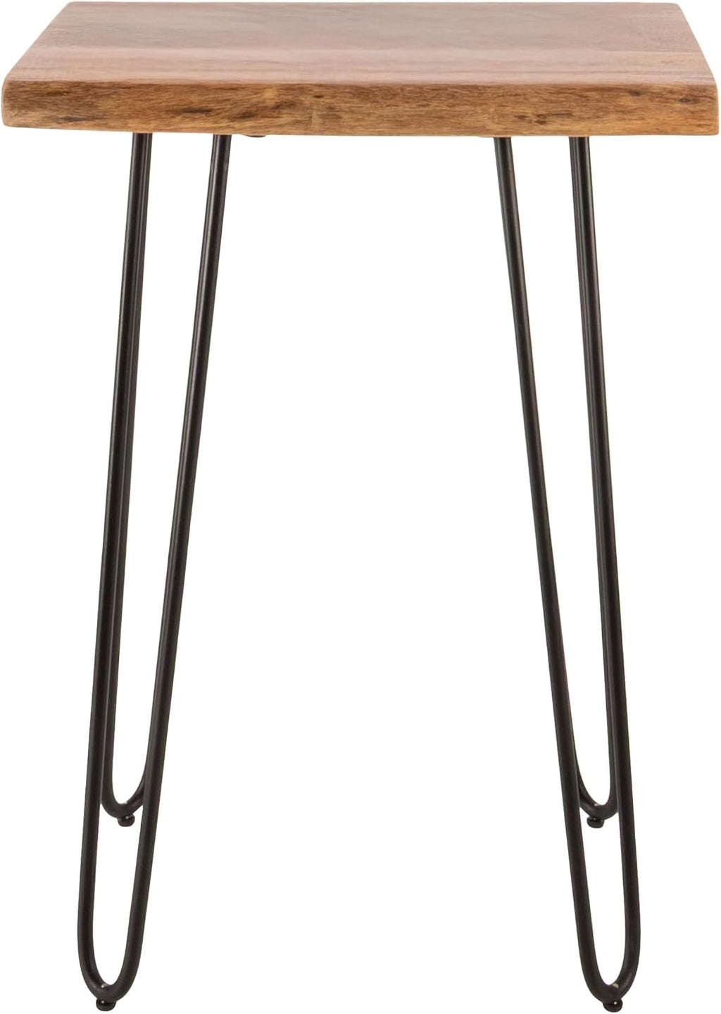 Alaterre Furniture Live Edge Wood End Table with Hairpin Metal Legs – Mid Century Modern Living Room Table with Acacia Wood Top (20 Inch)