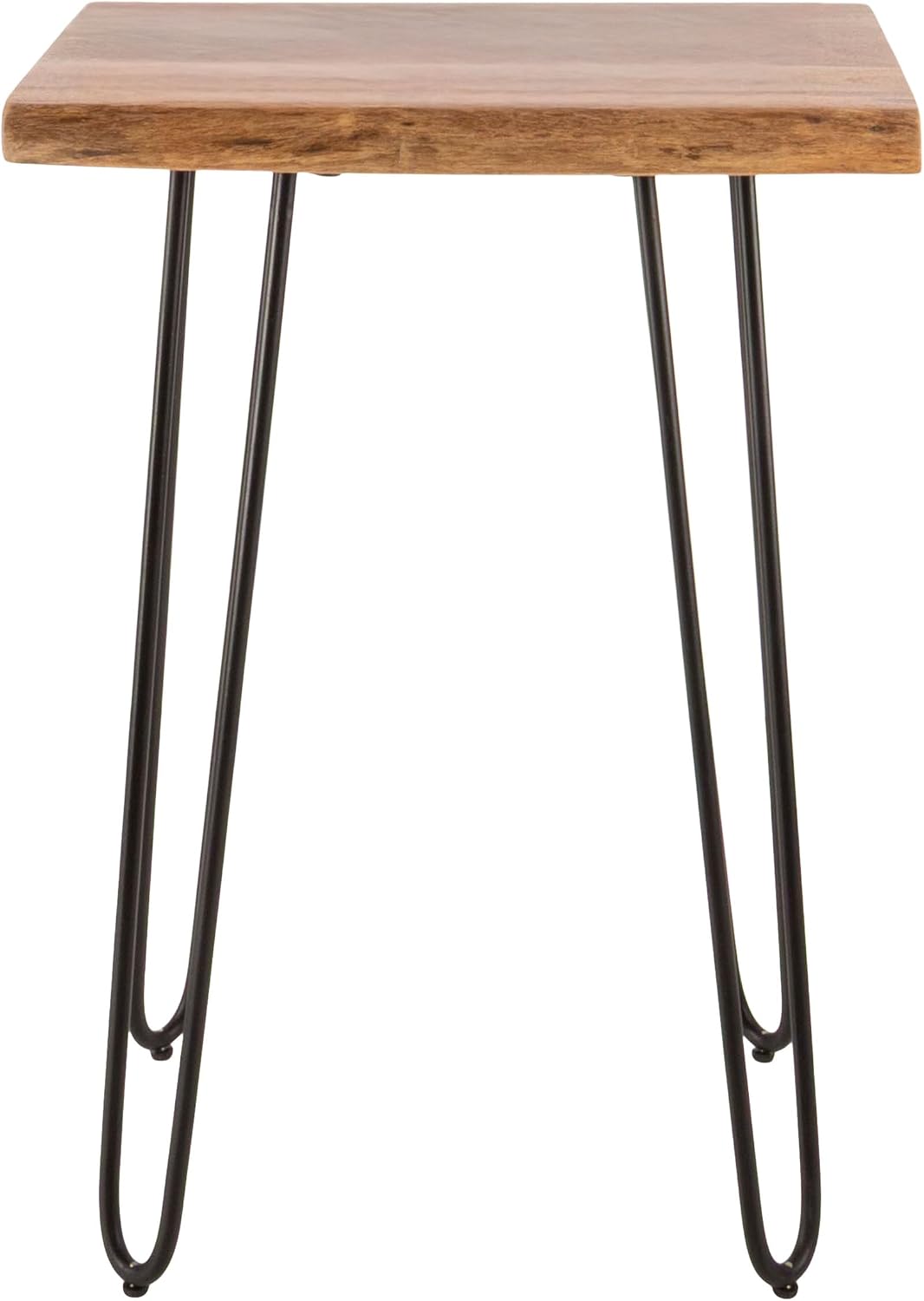 Alaterre Furniture Live Edge Wood End Table with Hairpin Metal Legs – Mid Century Modern Living Room Table with Acacia Wood Top (20 Inch)