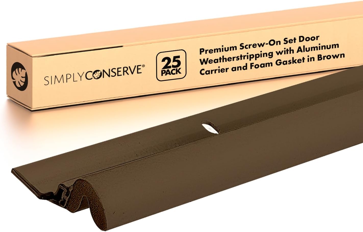 Simply Conserve Premium Screw-On Set Door Weatherstripping with Aluminum Carrier and Foam Gasket in Brown KC600-B