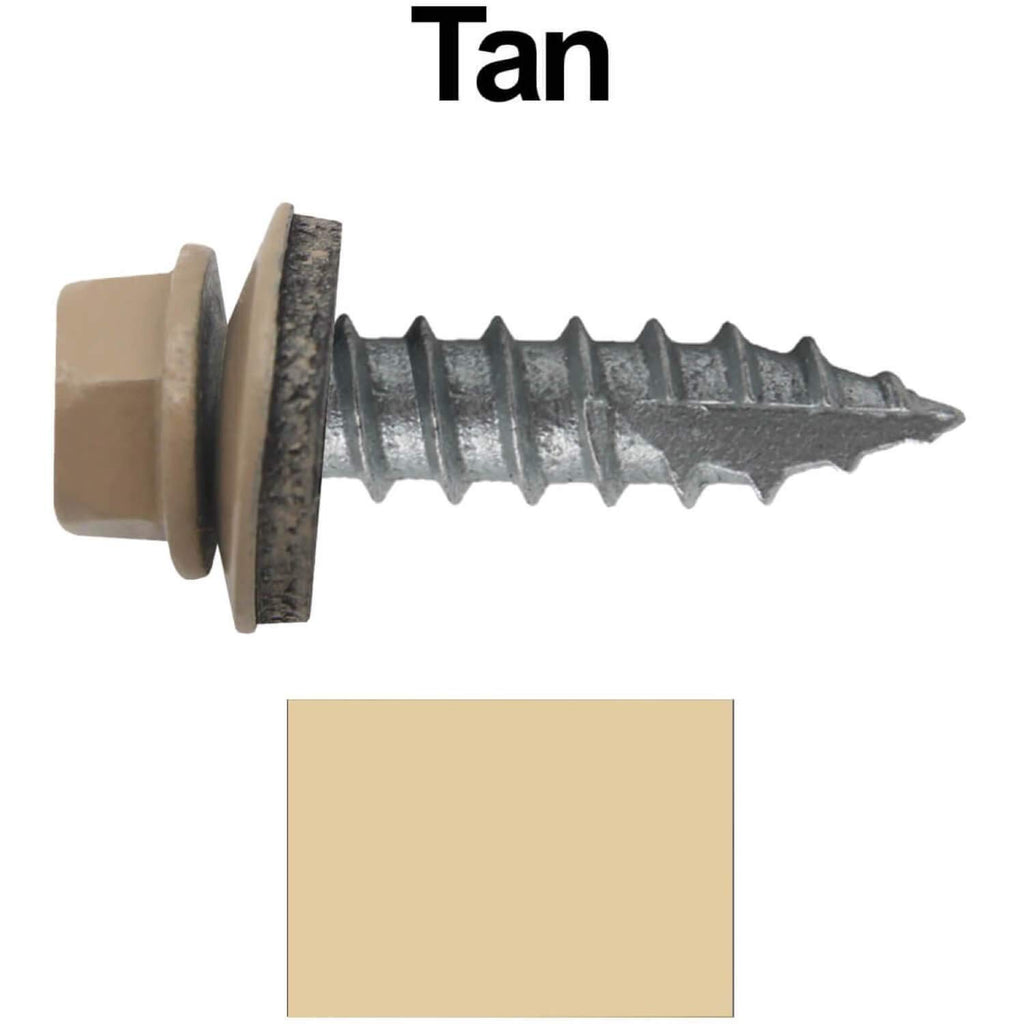 #14 Metal Roofing Screws: (1000) Screws x 1' TAN Hex Head Sheet Metal Roof Screw. Self Starting/Tapping Metal to woodsheet Metal Screws with EPDM Washer. for Corrugated Roofing