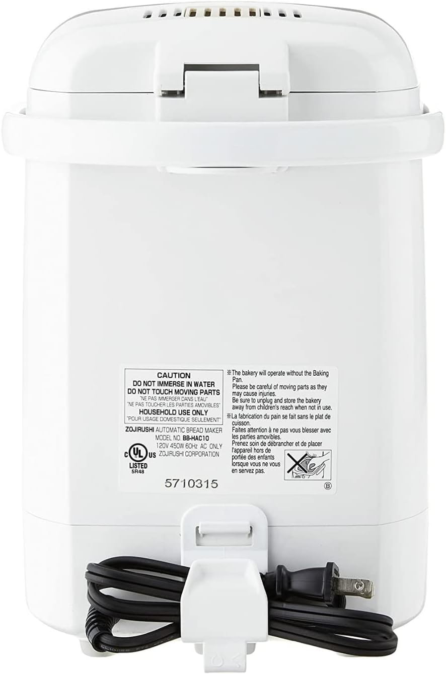 Zojirushi BB-HAC10 Home Bakery 1-Pound-Loaf Programmable Mini Breadmaker, White