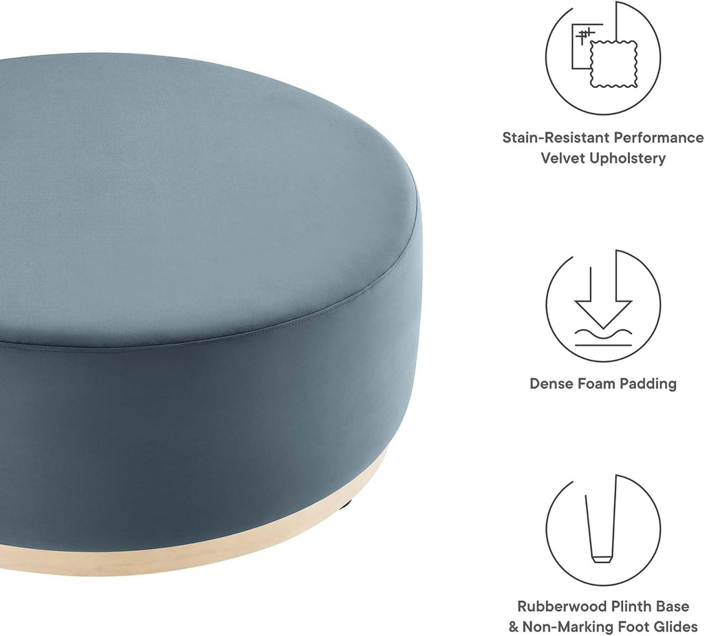 Modway Large 38' Round Performance Velvet Upholstered Upholstered Ottoman