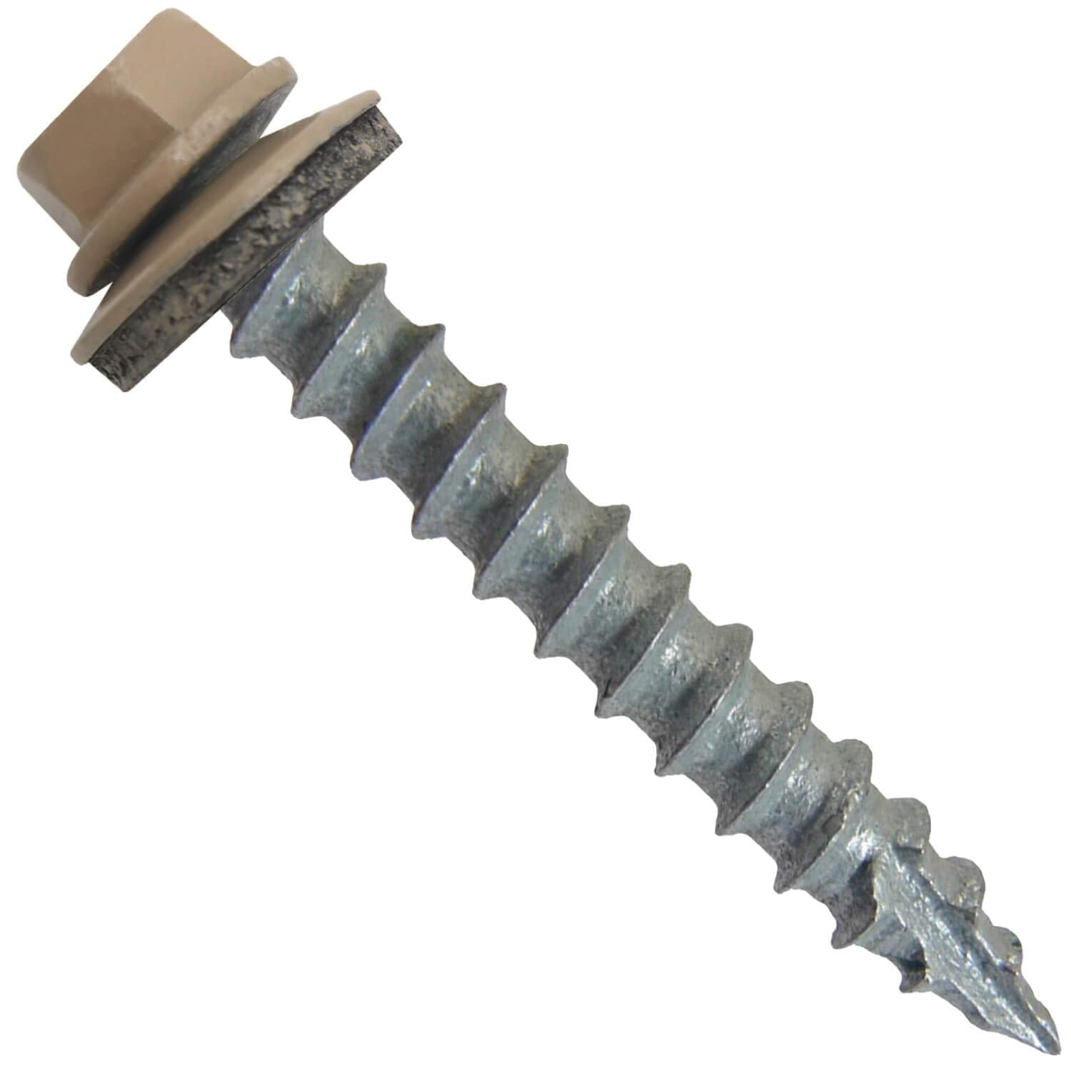 #14 Metal Roofing Screws: (750) Screws x 1-1/2' TAN Hex Washer Head Metal Roof Screw. Self Tapping Metal to Wood Sheet Metal Roofing siding Screws EPDM Washer w/Colored Head Roofing Screws.