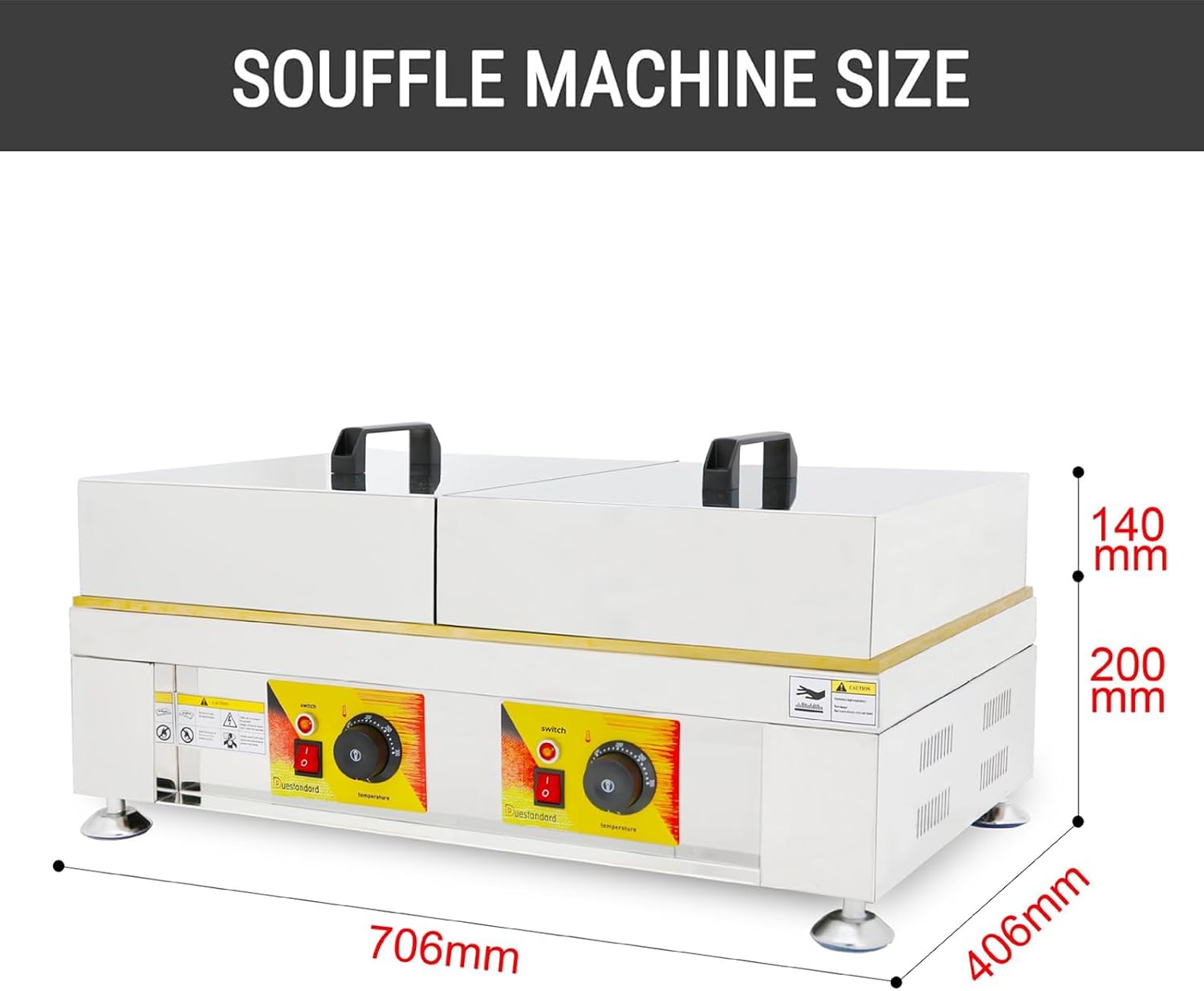 Fluffy soufflé pancake maker, 2.4 KW Electric soufflé machine, with stainless steel lid, flat electric frying pan machine, cake baking equipment for restaurant bakery