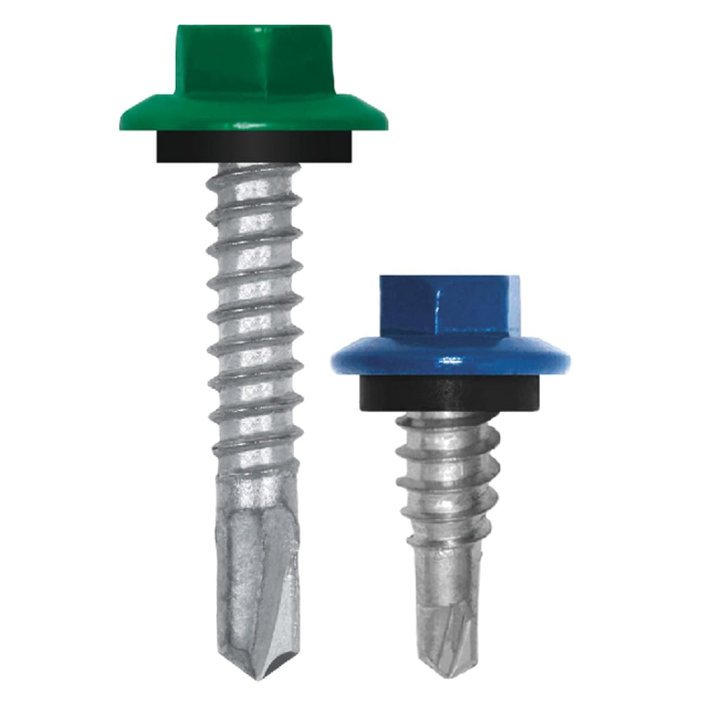 EAGLE 1 (1', 1.5', 2' & 3') (1000 Count) #12 Self Drilling Metal Building Screws - 5/16 Hex Head with Self Seal Washers (1', Bright White)