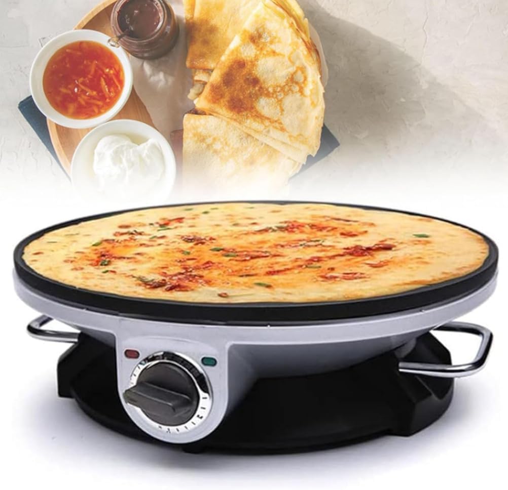 Electric Pancake Maker, Pancake Skillet with Non-Stick 32CM Pan Style Hot Plate, 3-Speed Adjustable Temperature Dial for Making Crepes Eggs Omelettes