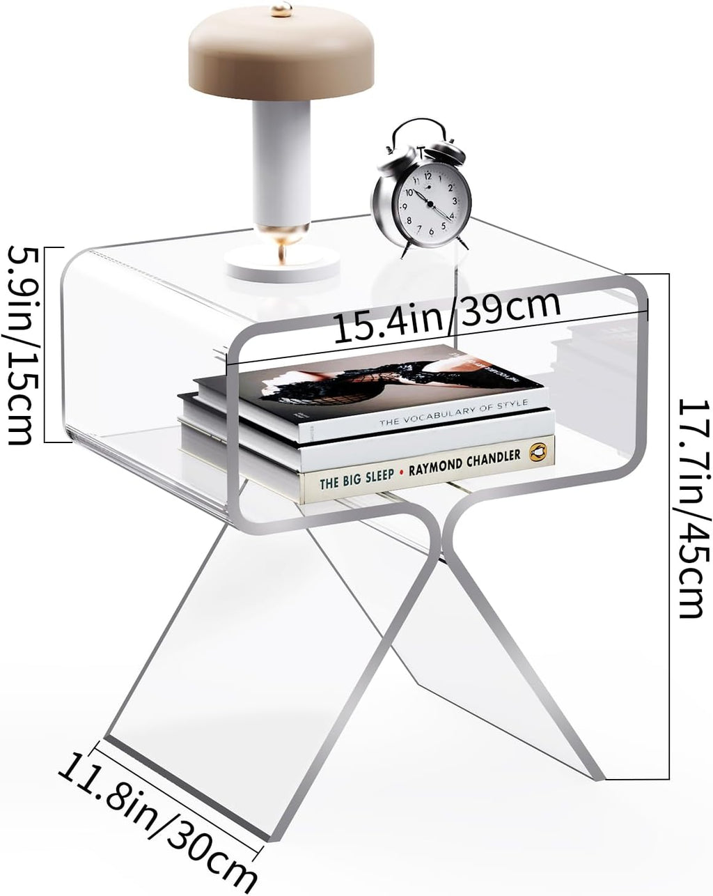 Acrylic Nightstand Side Table Modern Design Clear Home Decor Display End Table for Living Room (Clear)