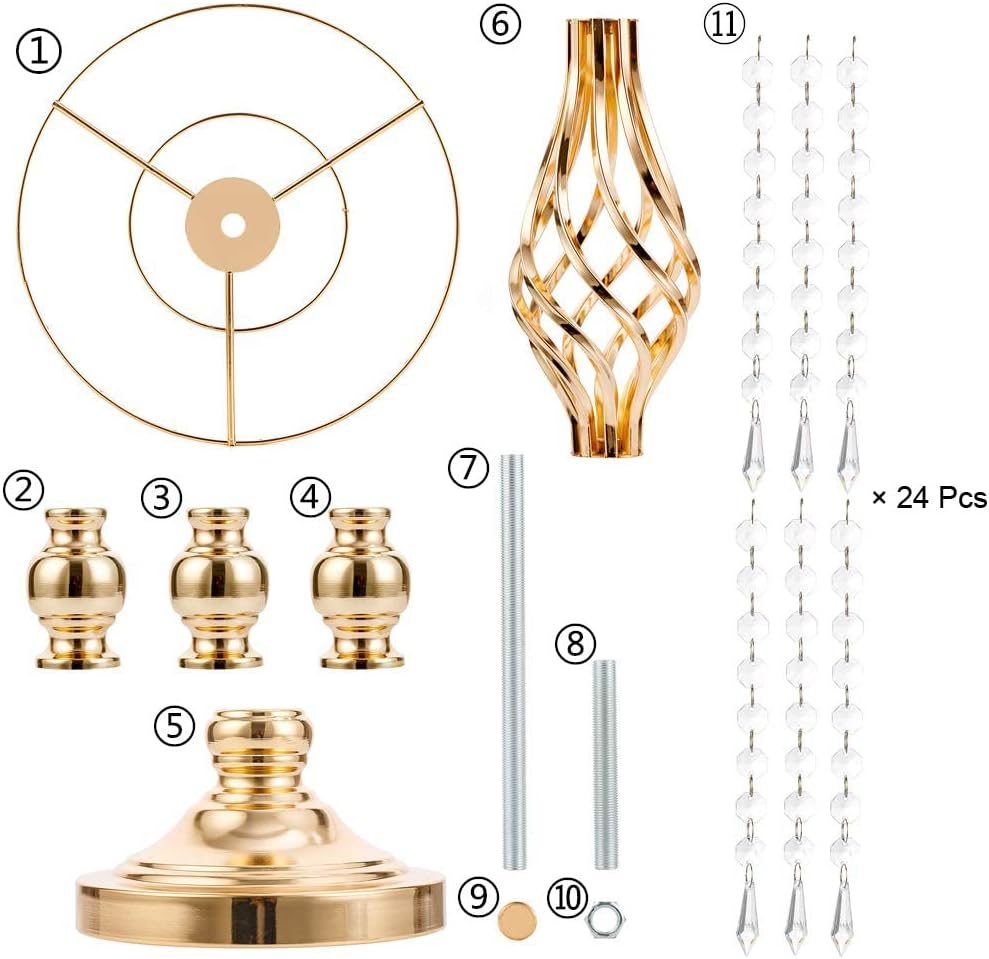 Gold Vases Centerpieces for Wedding: 19.3' Tall Flower Stand with Crystal Patent for Table Center Piece Party Event Set of 10