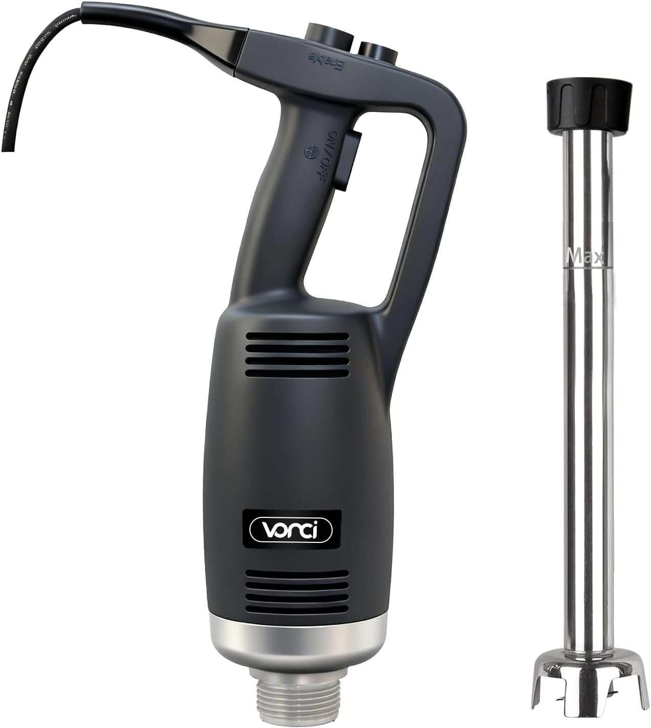 VONCI 750W Commercial Immersion Blender, Electric Hand Blender with 16' Detachable Shaft, Variable Speed 8000-19000RPM,Industrial Immersion Blender for Restaurant Kitchen.Extra Heavy Duty Hand Mixer.