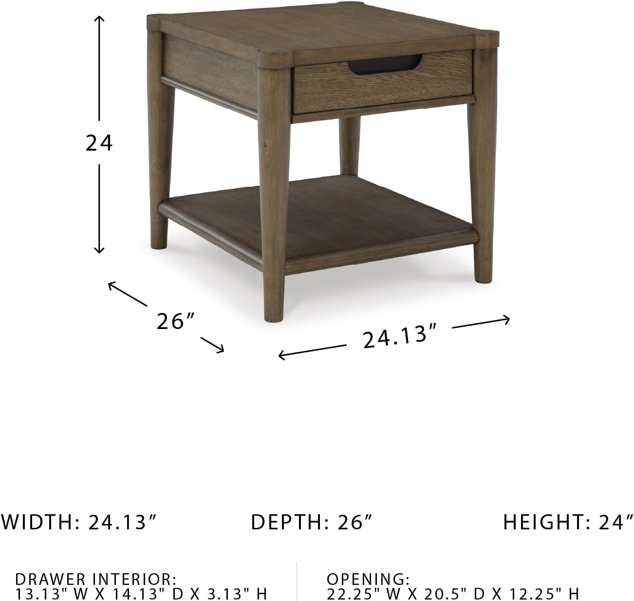 Signature Design by Ashley Roanhowe Contemporary 1-Drawer End Table with Open Lower Shelf, Light Brown